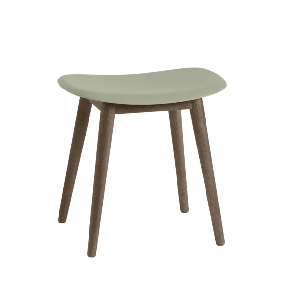 Muuto Tabouret Fiber dusty green, pieds en bois lasuré marron foncé