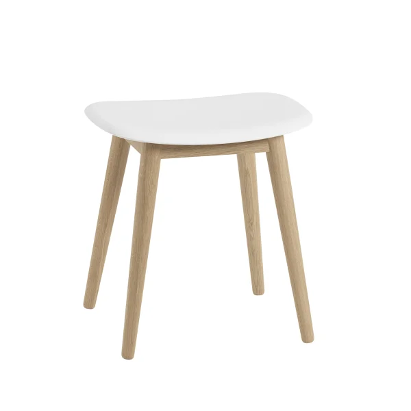 Muuto Tabouret Fiber natural white, pieds en bois