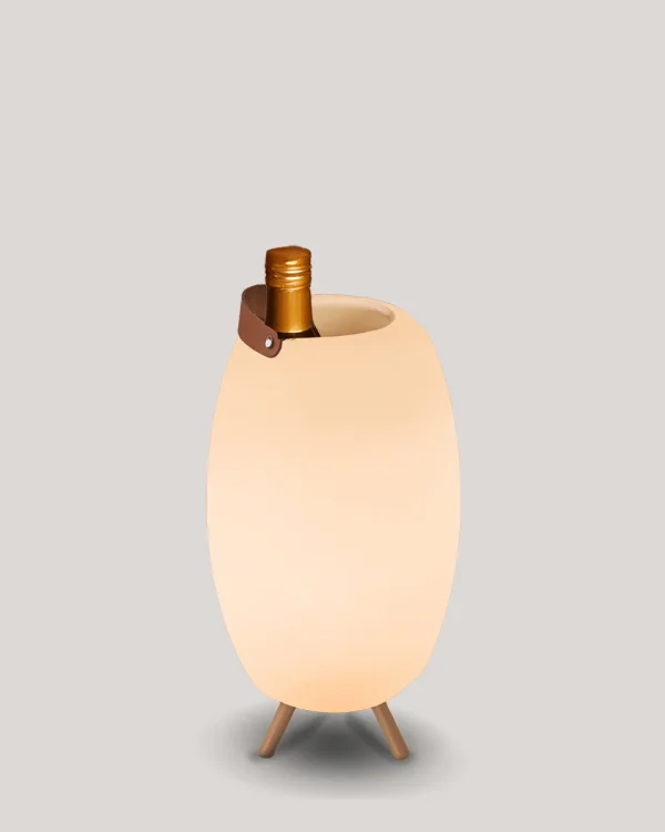 New Garden Apolo - refroidisseur de bouteilles avec haut-parleur et lumière à télécommande - Ø 25 x 45 cm - IP44 - blanc