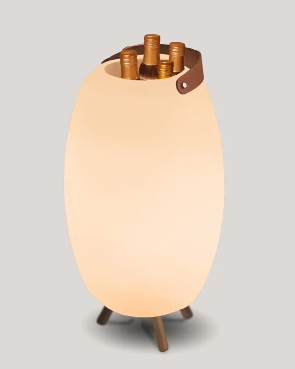 New Garden Apolo - refroidisseur de bouteilles avec haut-parleur et lumière à télécommande - Ø 40 x 70 cm - IP44 - blanc
