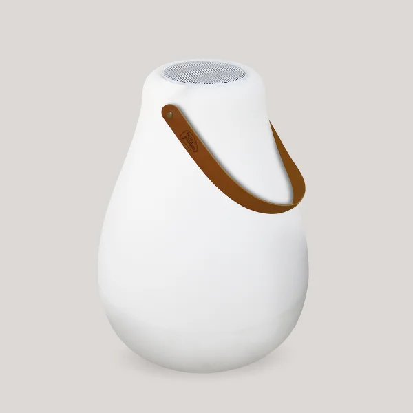New Garden Kurby Play - lampe de table rechargeable avec haut-parleur et télécommande - Ø 27,5 x 37 cm - LED inclus - blanc - RGB + couleur de lumière blanche