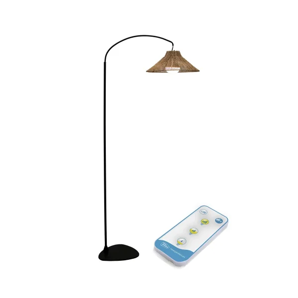 New Garden Niza 165 - lampadaire avec source lumineuse rechargeable et télécommande - 40 x 73 x 167 cm - 9W LED dimmable inclus - IP54 - noir et marron