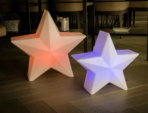 New Garden Nova 60 Christmas Star - lampe de table solaire rechargeable avec télécommande - 62 x 57 x 25,6 cm - 5W RGB LED inclus - IP65 - blanc