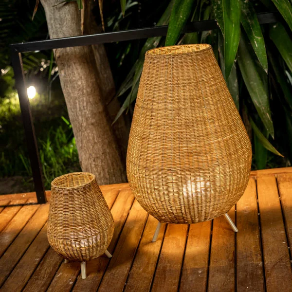 New Garden Saona - lampadaire avec source lumineuse rechargeable et télécommande - 9W dimmable LED inclus - Ø45,5 x 72 cm - IP54 - marron