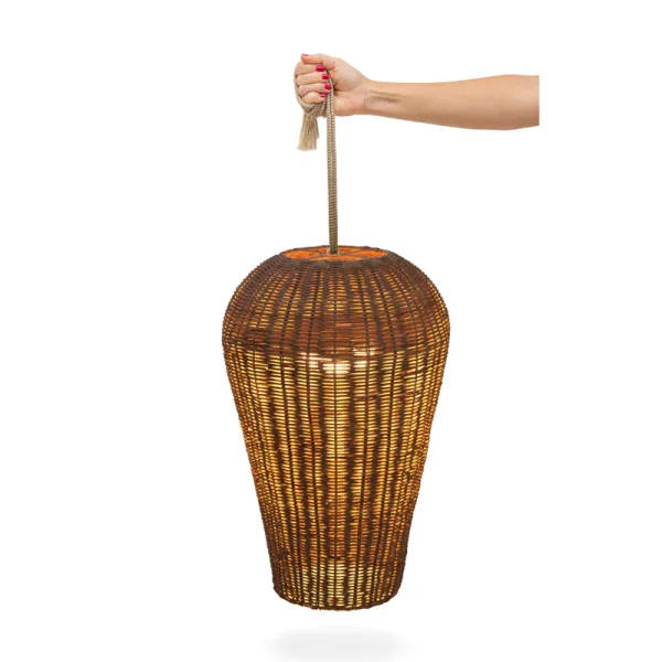 New Garden Saona - lampe suspendue avec source lumineuse rechargeable et télécommande - 9W dimmable LED inclus - Ø31 x 349 cm - IP54 - brun