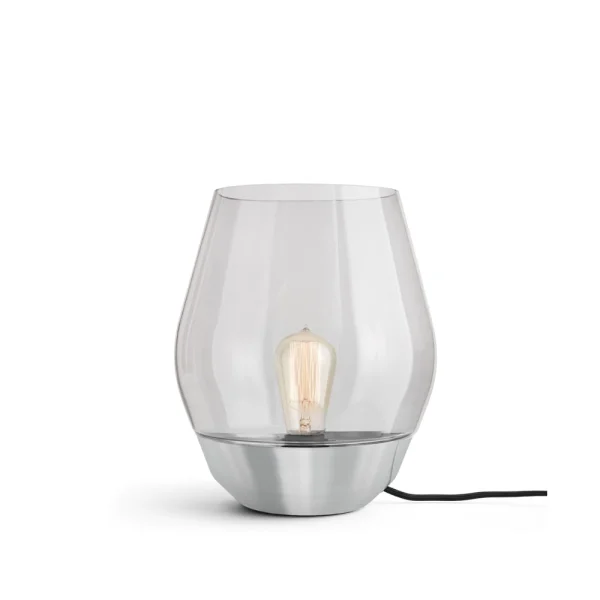 New Works Lampe de table Bowl stainless steel, verre fumé clair