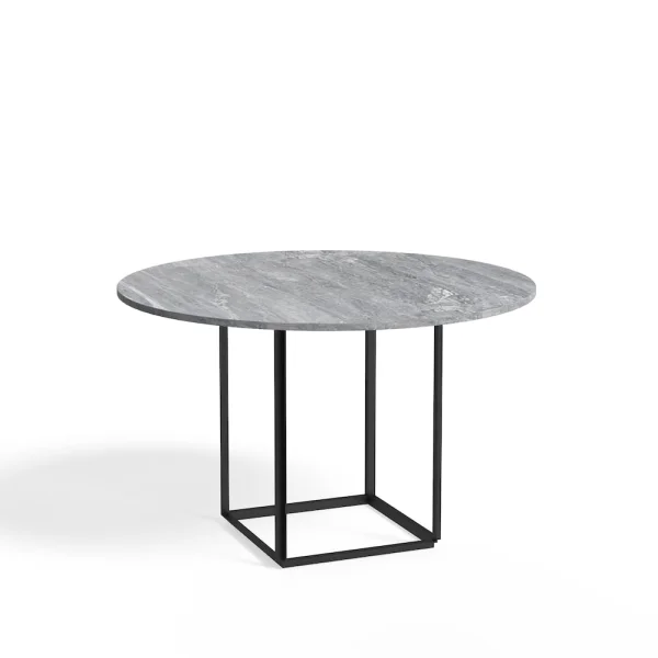 New Works Table à manger ronde Florence grey ruivina marble, ø 120 cm, structure noire