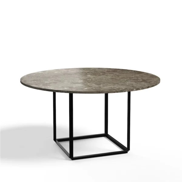 New Works Table à manger ronde Florence gris du marais marble, ø 145 cm, structure noire