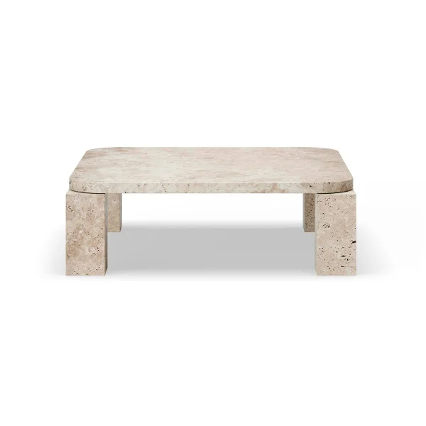 New Works Table basse Atlas 82x82 cm Unfilled Travertine