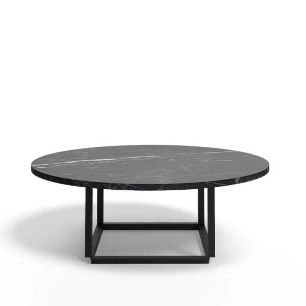 New Works Table basse Florence black marquina marble, ø 90 cm, structure noire