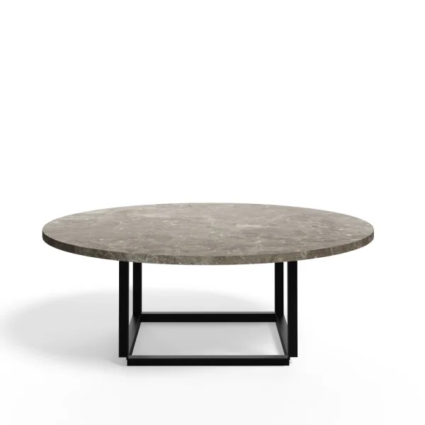 New Works Table basse Florence gris du marais marble, ø 90 cm, structure noire