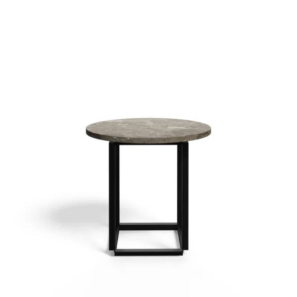 New Works Table d'appoint Florence gris du marais marble, ø 50 cm, structure noire