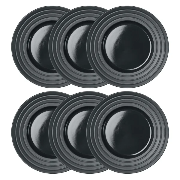 NJRD Assiette Lines Ø27 cm Lot de 6 Gris foncé