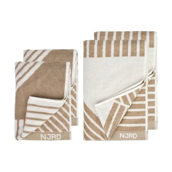 NJRD Ensemble de serviettes Stripes 4 pièces - Beige