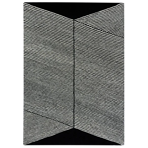 NJRD Tapis en laine Rectangles noir 200x300 cm