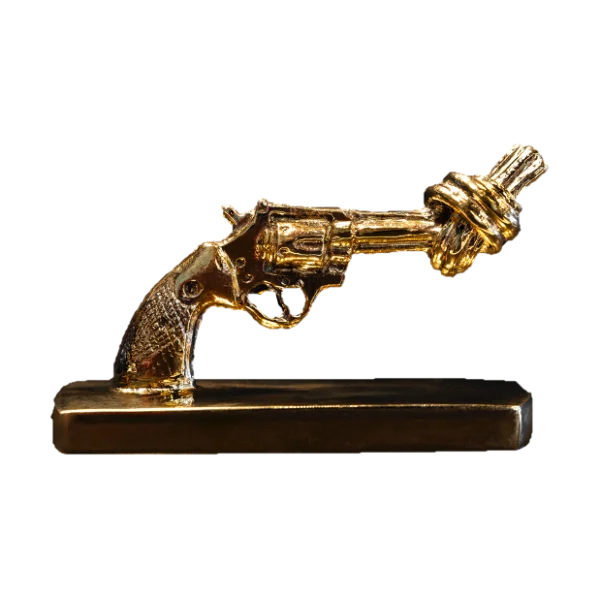 Non Violence Knotted Gun mini 7 cm Bronze