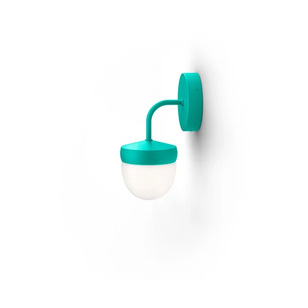 Noon Lampe murale Pan 10 cm verre givré Turquoise