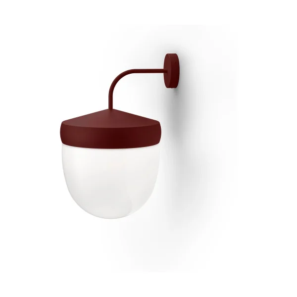 Noon Lampe murale Pan 30 cm verre givré Bordeaux rouge