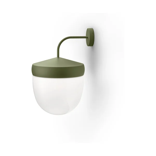 Noon Lampe murale Pan 30 cm verre givré Vert militaire