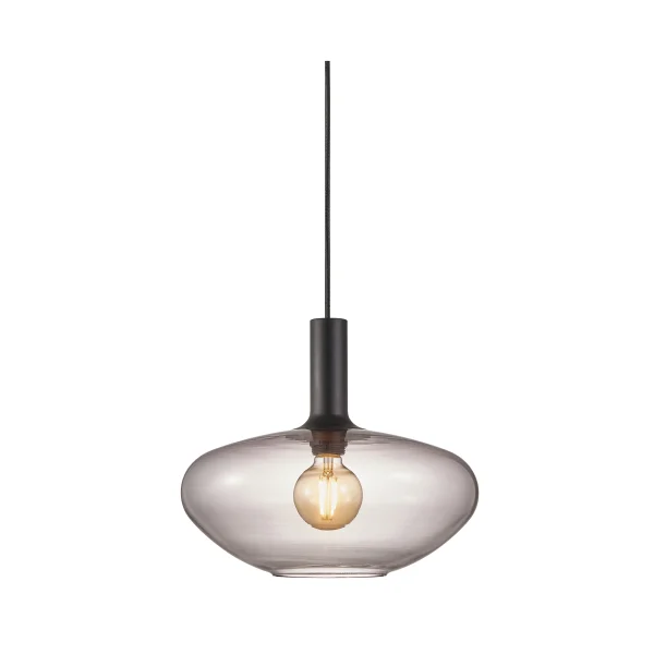 Nordlux Alton - lampe suspendue - Ø 35 x 330 cm - noir et verre fumé