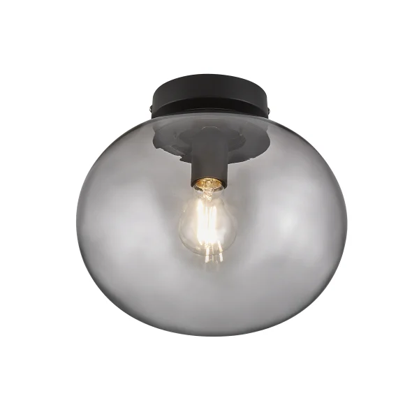 Nordlux Alton - plafonnier - Ø 27,5 x 24 cm - noir et verre fumé