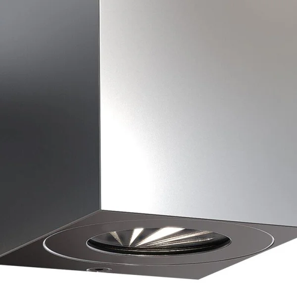 Nordlux Canto Kubi 2 - applique murale extérieure - 8,7 x 10,4 x 10 cm - 2 x 6W LED inclus - IP44 - acier inoxydable