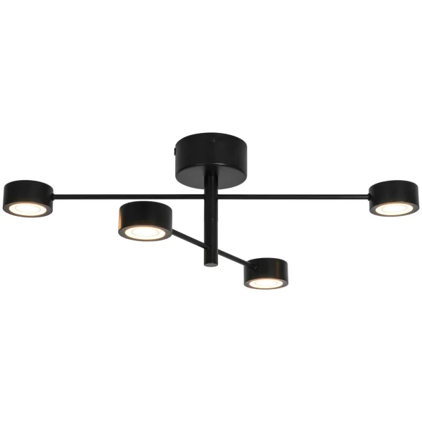 Nordlux Clyde - spot en saillie 4L - 72 x 13 x 22 cm - 3 niveaux de gradation - 4 x 5W LED inclus - noir