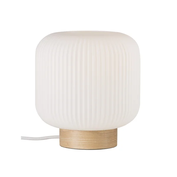 Nordlux Milford 20 - lampe à poser - Ø 20 x 21,7 cm - blanc opale et brun naturel