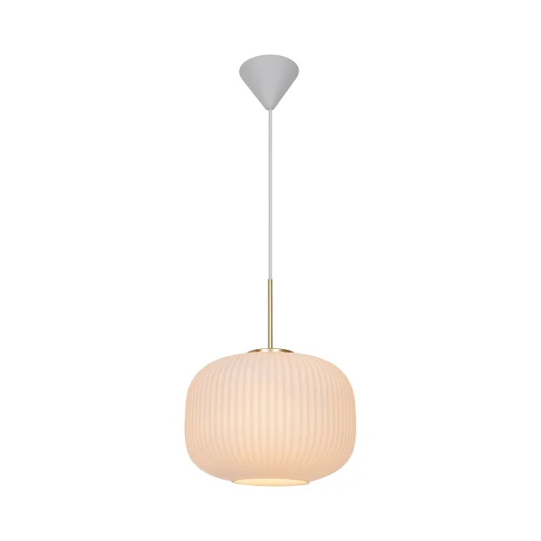 Nordlux Milford 30 - lampe suspendue - Ø 30 x 238 cm - blanc opale et laiton
