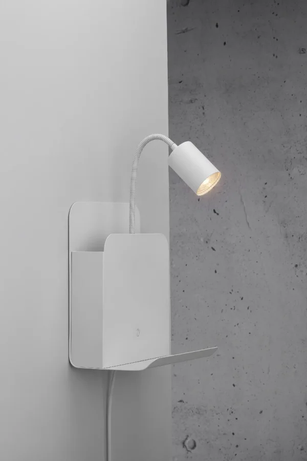 Nordlux Roomi - lampe murale avec interrupteur et double port USB - 16,5 x 24,8 x 28,2 cm - blanc