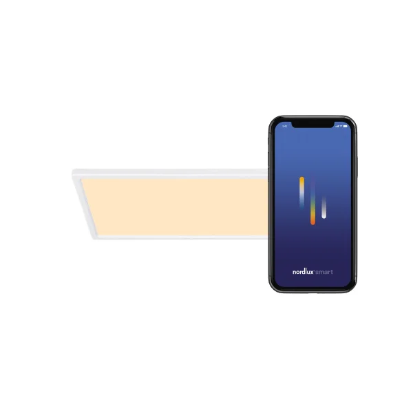 Nordlux Smart Harlow - plafonnier - éclairage intelligent - 59,5 x 29,4 x 2,3 cm - 21W LED inclus - IP54 - blanc