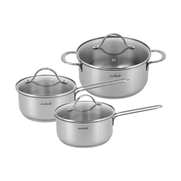 Nordwik Set de casseroles Nordwik avec couvercles en verre 3 pièces