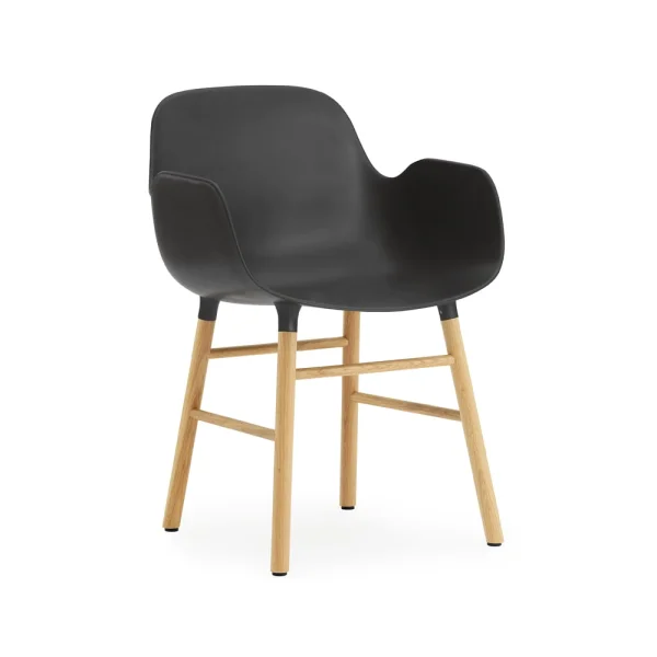 Normann Copenhagen Chaise avec accoudoirs Form black, pieds en chêne