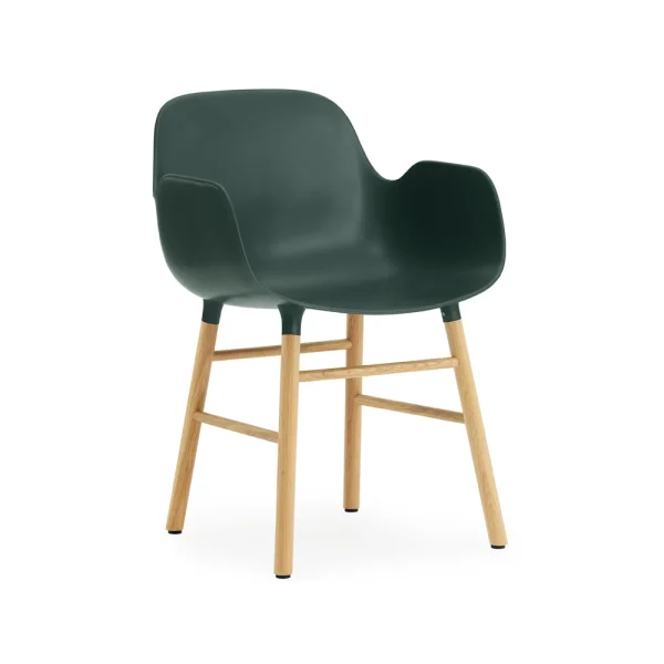 Normann Copenhagen Chaise avec accoudoirs Form green, pieds en chêne