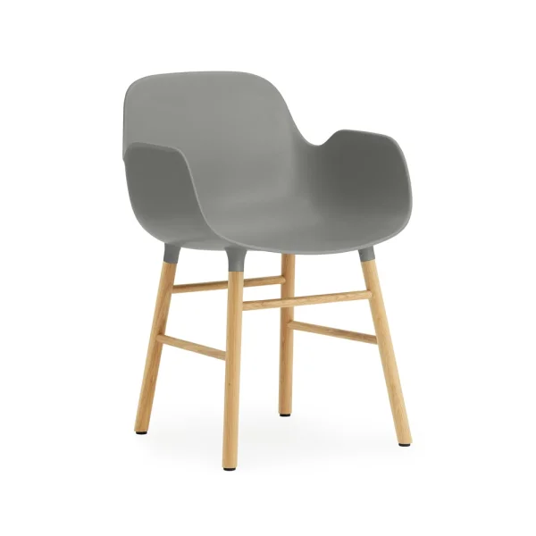 Normann Copenhagen Chaise avec accoudoirs Form grey, pieds en chêne