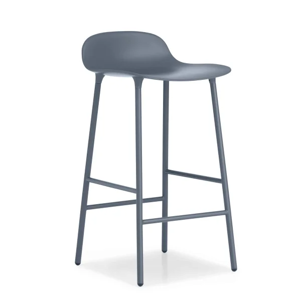 Normann Copenhagen Chaise de bar Form Chair pieds en métal bleu