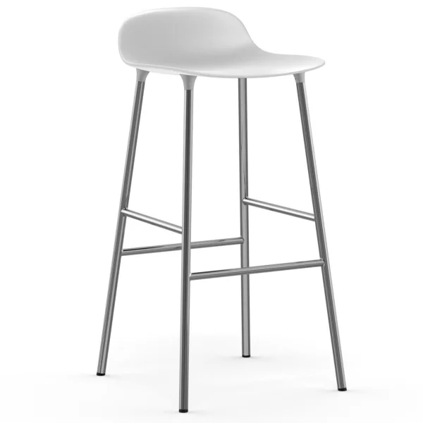 Normann Copenhagen Chaise de bar Form pieds chromés 75 cm Blanc