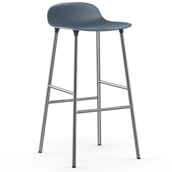 Normann Copenhagen Chaise de bar Form pieds chromés 75 cm Bleu