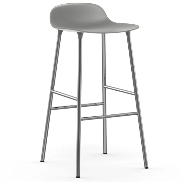 Normann Copenhagen Chaise de bar Form pieds chromés 75 cm Gris