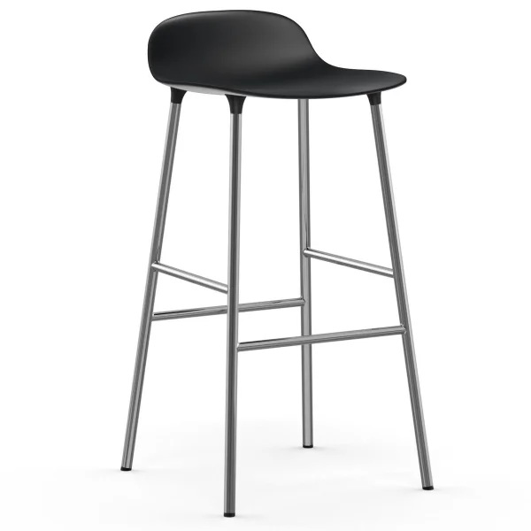 Normann Copenhagen Chaise de bar Form pieds chromés 75 cm Noir