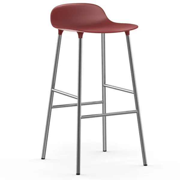 Normann Copenhagen Chaise de bar Form pieds chromés 75 cm Rouge