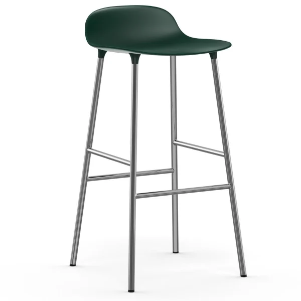 Normann Copenhagen Chaise de bar Form pieds chromés 75 cm Vert