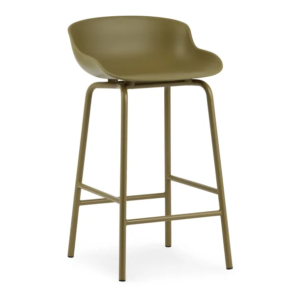 Normann Copenhagen Chaise de bar Hyg pieds en métal 65 cm Vert olive