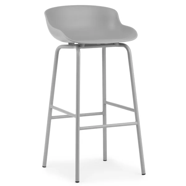 Normann Copenhagen Chaise de bar Hyg pieds en métal 75 cm Gris