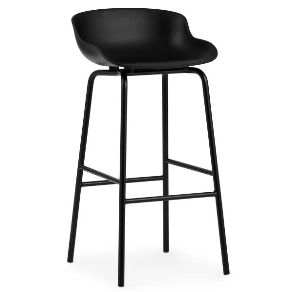 Normann Copenhagen Chaise de bar Hyg pieds en métal 75 cm Noir