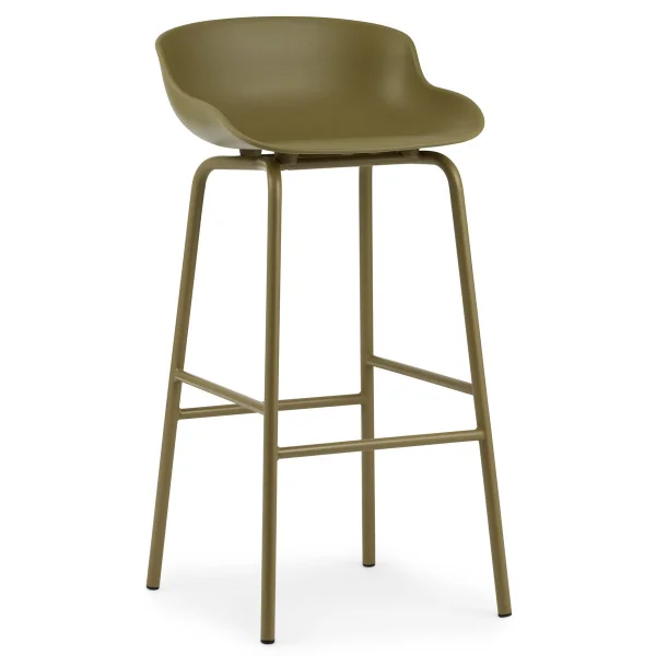 Normann Copenhagen Chaise de bar Hyg pieds en métal 75 cm Vert olive