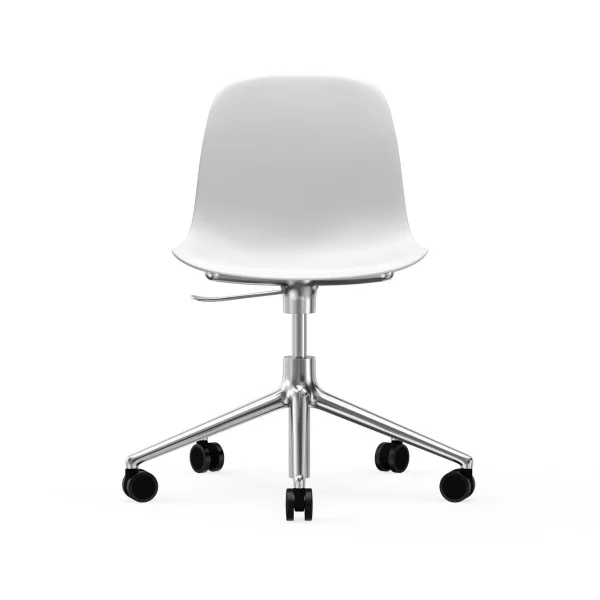 Normann Copenhagen Chaise de bureau Form avec base pivotante, fauteuil de bureau 5W blanc, aluminium, roulettes