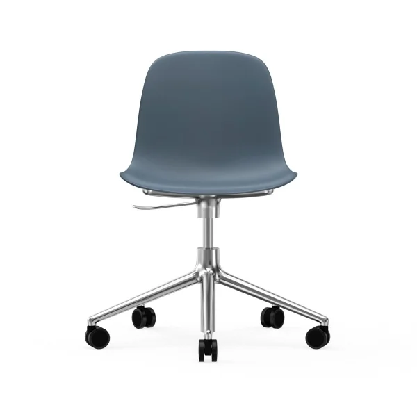 Normann Copenhagen Chaise de bureau Form avec base pivotante, fauteuil de bureau 5W bleu, aluminium, roulettes