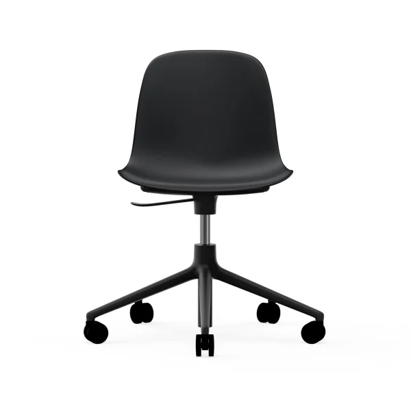 Normann Copenhagen Chaise de bureau Form avec base pivotante, fauteuil de bureau 5W noir, aluminium noir, roulettes