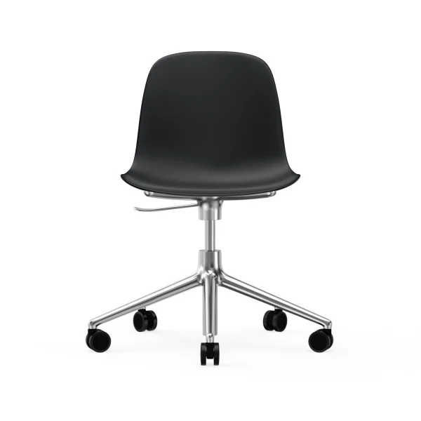 Normann Copenhagen Chaise de bureau Form avec base pivotante, fauteuil de bureau 5W noir, aluminium, roulettes